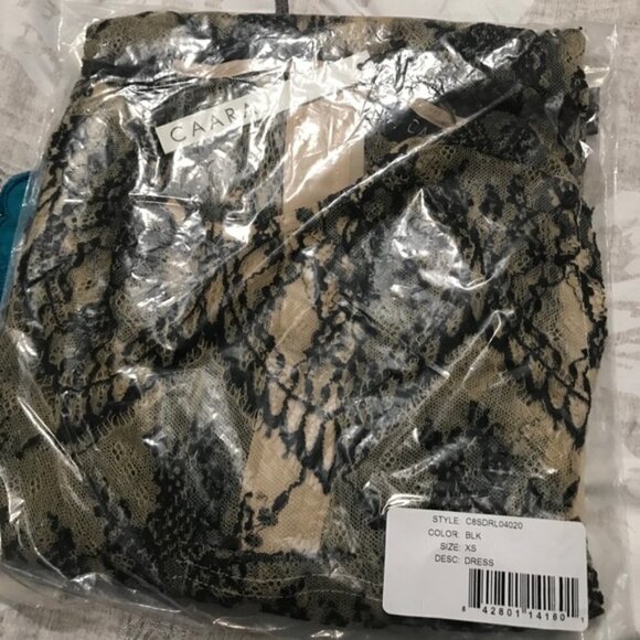 Caara Scalloped Lace Shift Dress Black Beige Size Small new with tags #115 - Picture 6 of 8